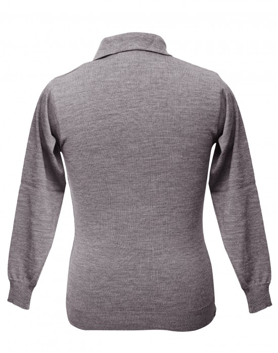 Men pure wool sweater plain collar light brown